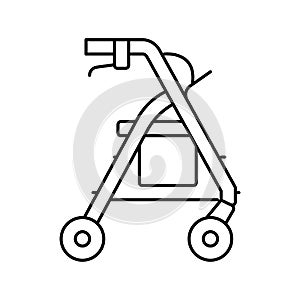 rollator adult walker line icon vector illustration