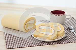 Rollcake with coffee cup