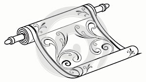 Rolled Ancient Parchment Scroll, Vintage Document Vector, vector design Generative AI