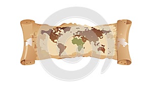 Rolled Ancient World Map Scroll Vector, vector design Generative AI