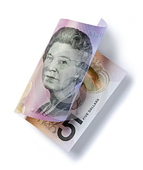Rolled Australian Money Five Dollar