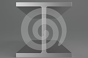 Rolled channel steel bar on gray background. 3d rendering.