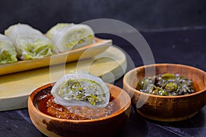 Rolled Chinese cabbage with tofu