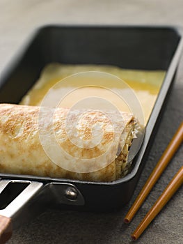 Rolled Dashi Omelette in a Square frying Pan