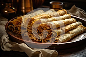 a rolled dough of sweet parathas before frying