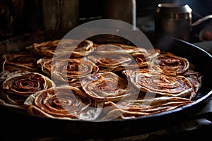 a rolled dough of sweet parathas before frying