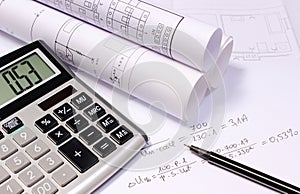 Rolled electrical diagrams, calculator and mathematical calculations