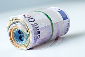 Rolled euro banknotes several thousand.Free space for your economic information