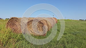 Rolled haystacks of Stanley Draper Lake Oklahoma City
