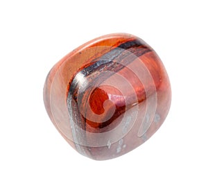 rolled Jaspillite gemstone isolated on white