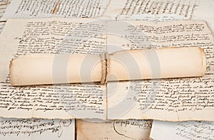 Rolled manuscripts photo