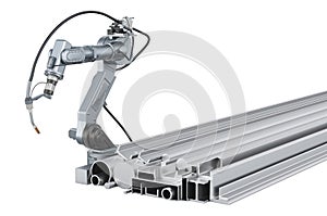 Rolled Metal Products with robot welding, 3D rendering
