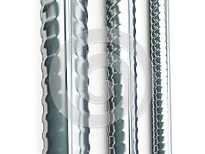 Rolled metal products on a white background
