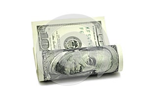 Rolled new one dollar bills photo