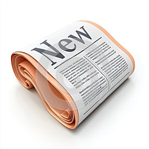 Rolled Newspaper with Headline 