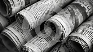 The Rolled Newspapers in Black.AI generated image