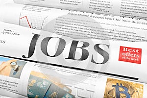 Rolled newspapers, closeup