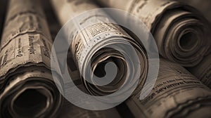 The rolled newspapers stack.AI generated image