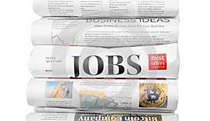 Rolled newspapers on white background