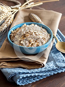 Rolled oats in a bowl photo