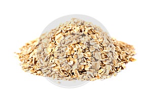 Rolled oats flakes on a white background photo