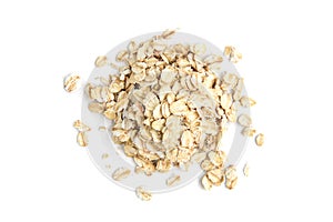 Rolled oats isolated on white background photo