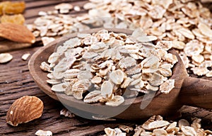 Rolled oats and nuts.