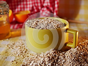 Rolled oats for porridge for breakfast medium shot