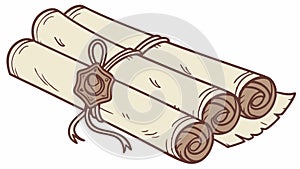 Rolled Old Manuscripts. Ancient Knowledge. Historical Documents, vector design Generative AI