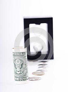 Rolled One Dollar Bill On Focus