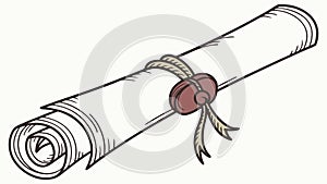 Rolled Scroll with Sealed Wax, Important Document, vector design Generative AI