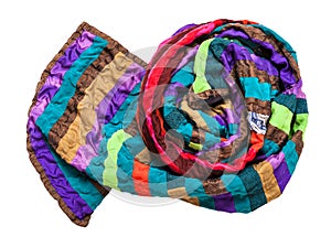 Rolled stitched patchwork scarf isolated