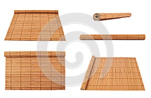 Rolled straw mat isolated