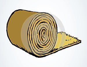 Rolled straw roll. Vector drawing