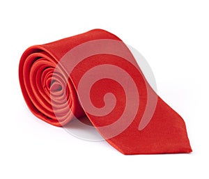 Rolled tie isolated on white background