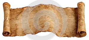 Aged Papyrus Scroll Banner on White Background