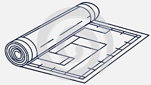 Rolled up blueprint architectural design plans illustration, vector design Generative AI