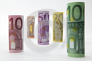 Rolled up Euro bills