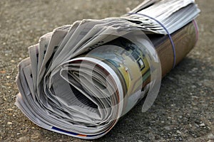 Rolled up newspaper