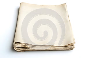 A Rolled Up Stack of Old Newspaper on a White Background