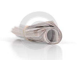 Rolled-up on white background