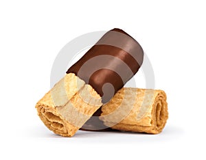Rolled wafers in chocolate