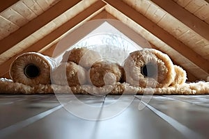 Sustainable Home Insulation in Attic Loft - Eco-Friendly Building Design Generative AI photo