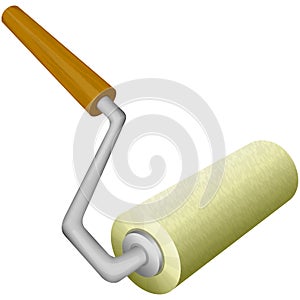 Roller brush on white background