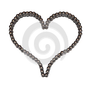 Roller chain with for motorcycle in the form of heart