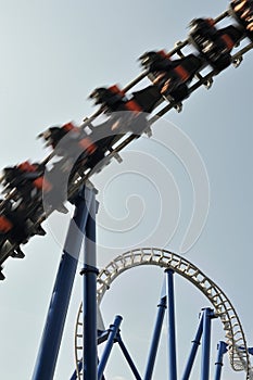 Roller coaster in action