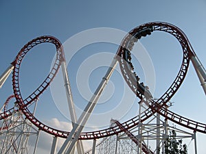 Roller coaster in an amusement park