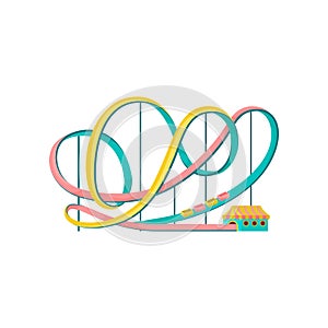 Roller coaster, amusement park element vector Illustration on a white background