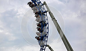 Roller coaster amusement park facilities close-up
