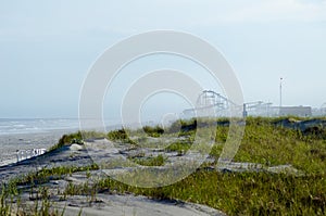 Roller coaster on a beach